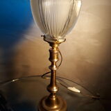 Lampe calice 1930 laiton tulipe verre moulé