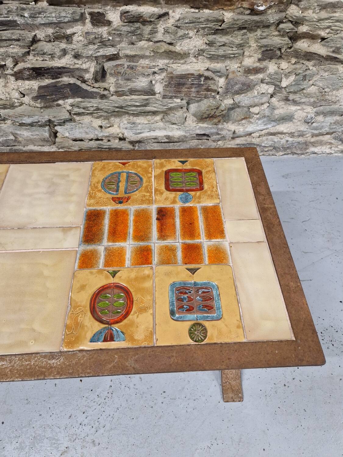 Ceramic and metal coffee table from the 60s Vallauris style