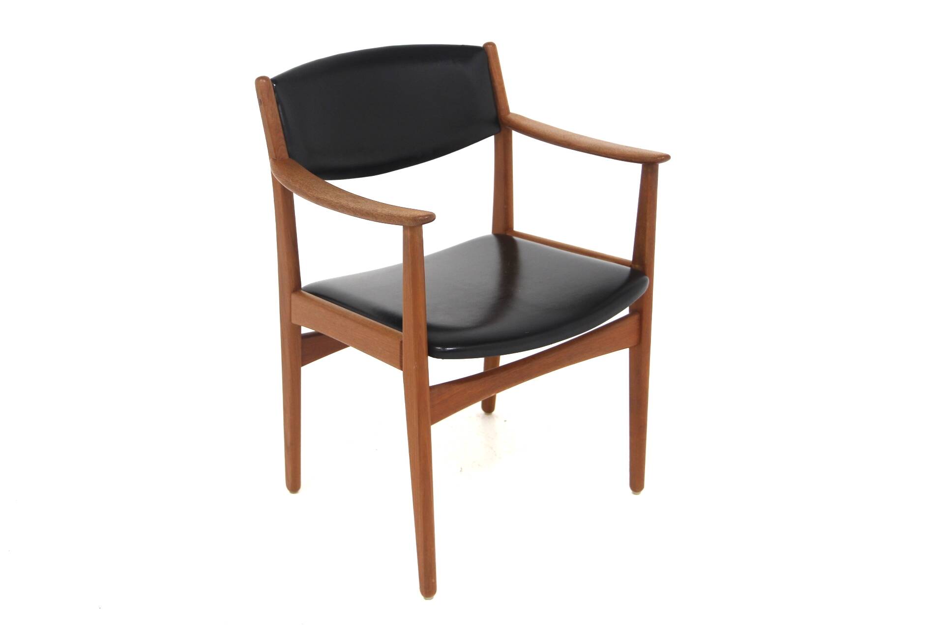 Scandinavian teak and skai office chair, Sweden, 1960