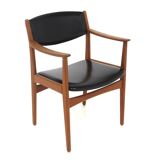 Fauteuil de bureau scandinave en teck et en skaï, Suède, 1960
