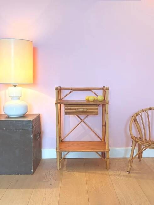 Vintage rattan bedside table "Balthazar"