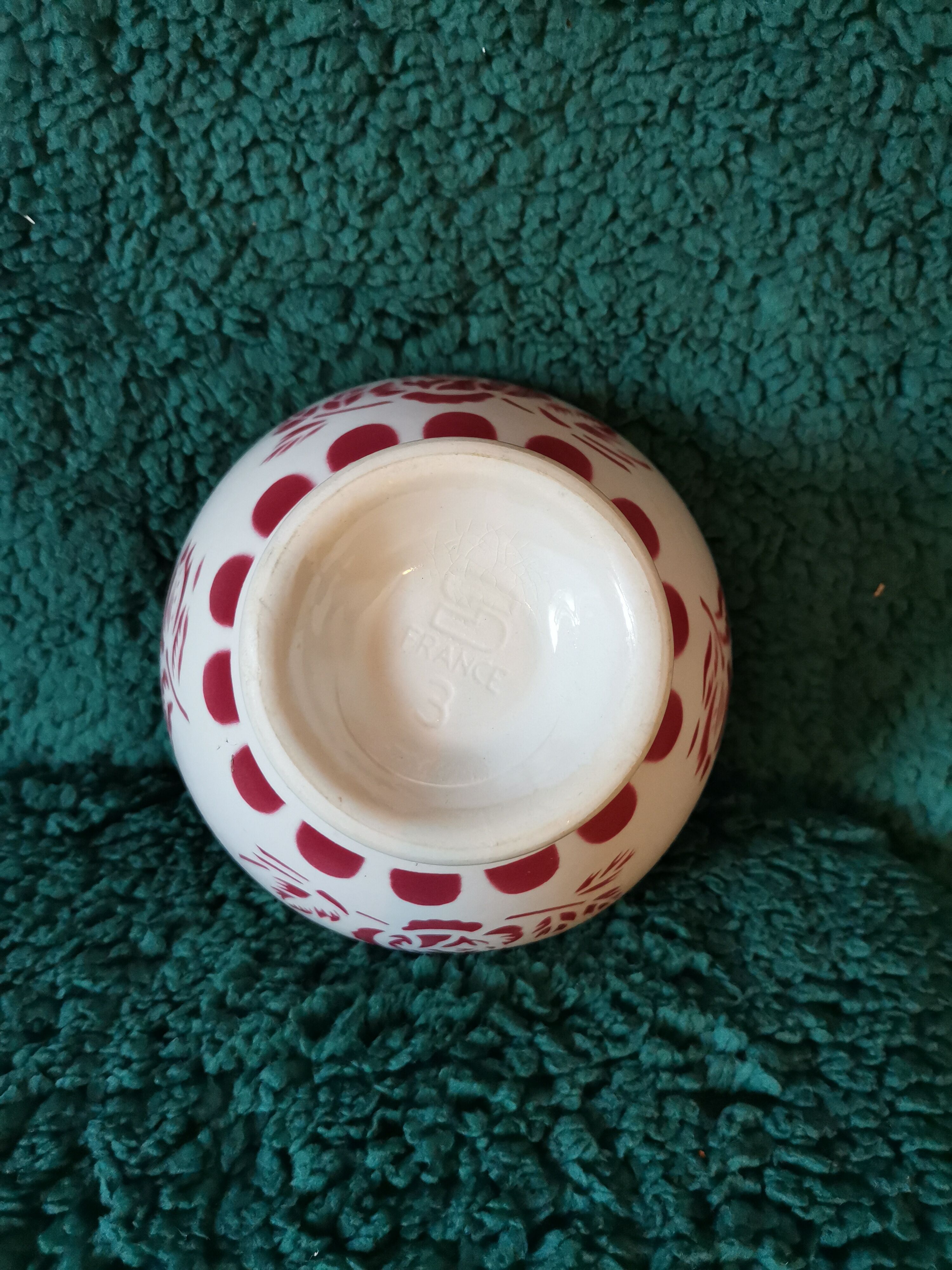 Old bowl Digoin pink red