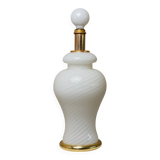 XXL Murano White Opaline Glass Table Lamp, 1970s Mid-Century Swirl, Mouth-Blown Italy