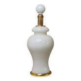 XXL Murano White Opaline Glass Table Lamp, 1970s Mid-Century Swirl, Mouth-Blown Italy
