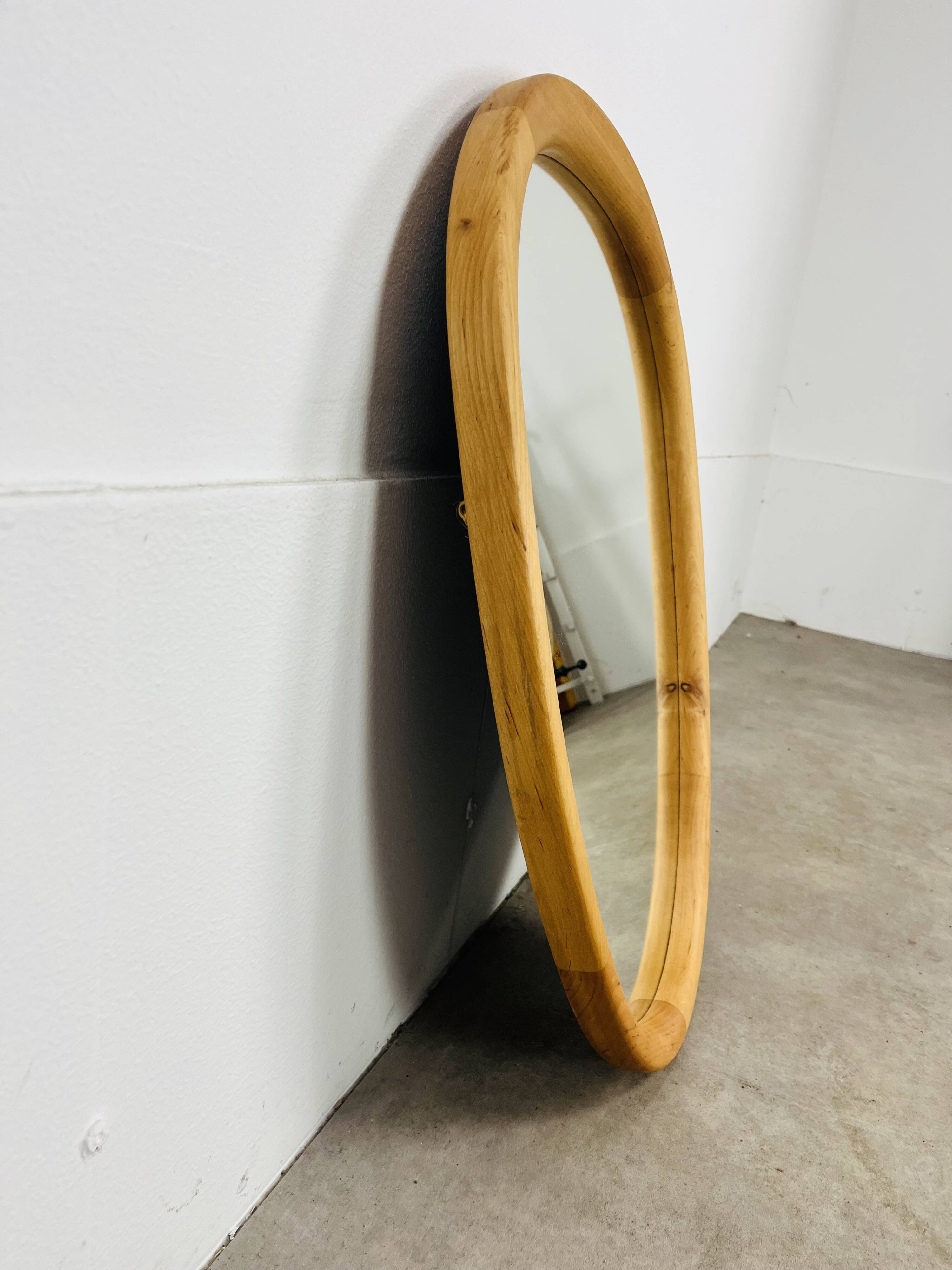 Miroir rétroviseur cerclage bois style scandinave