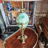Neoclassical Bronze & Fluor Spar Lamp Signed Maison Charles
