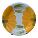 Round serving dish with hand-painted yellow flowers in ceramic TC Italy.
