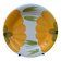 Round serving dish with hand-painted yellow flowers in ceramic TC Italy.