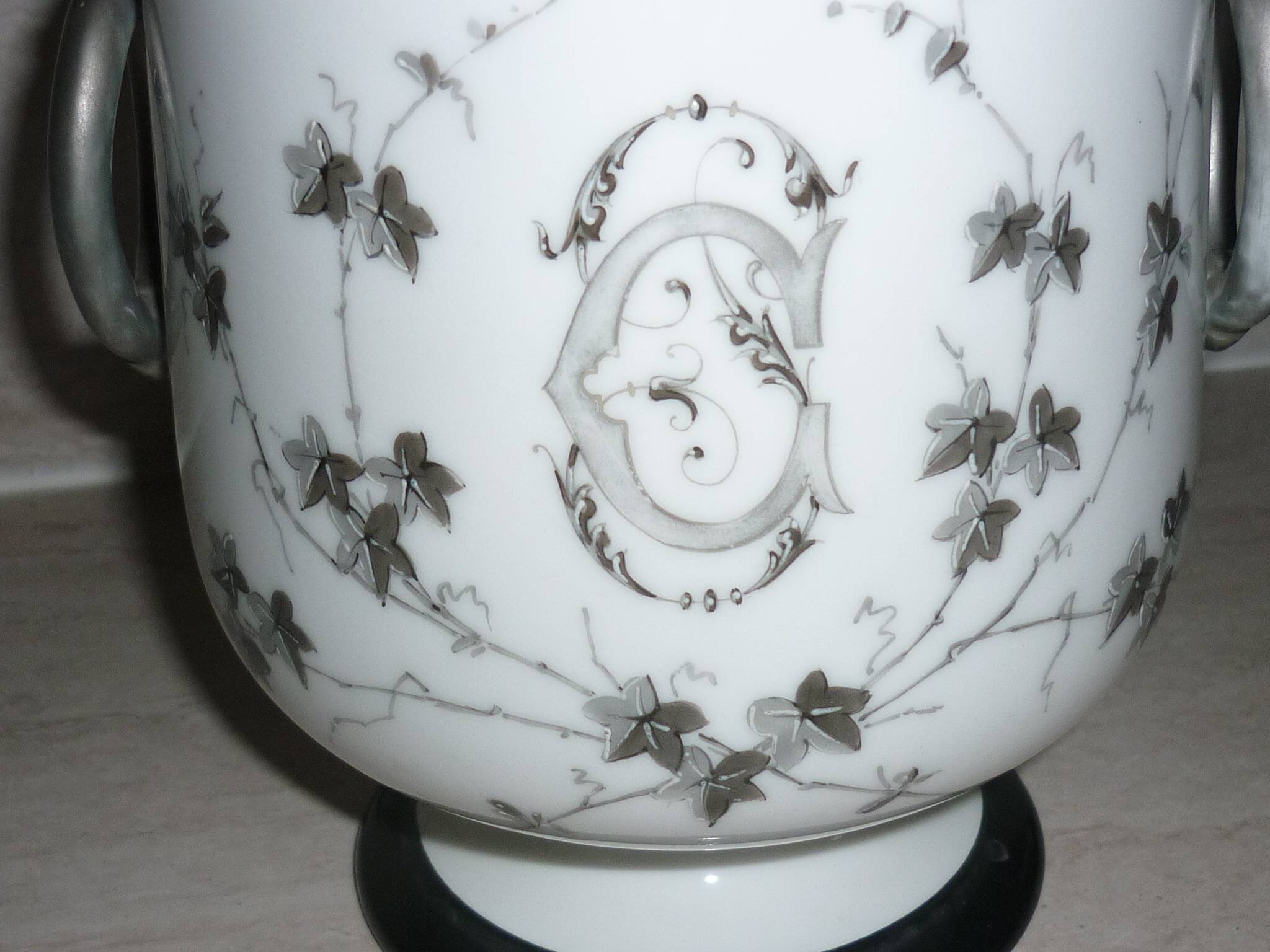Painted porcelain planter and pot signed P. AGIN