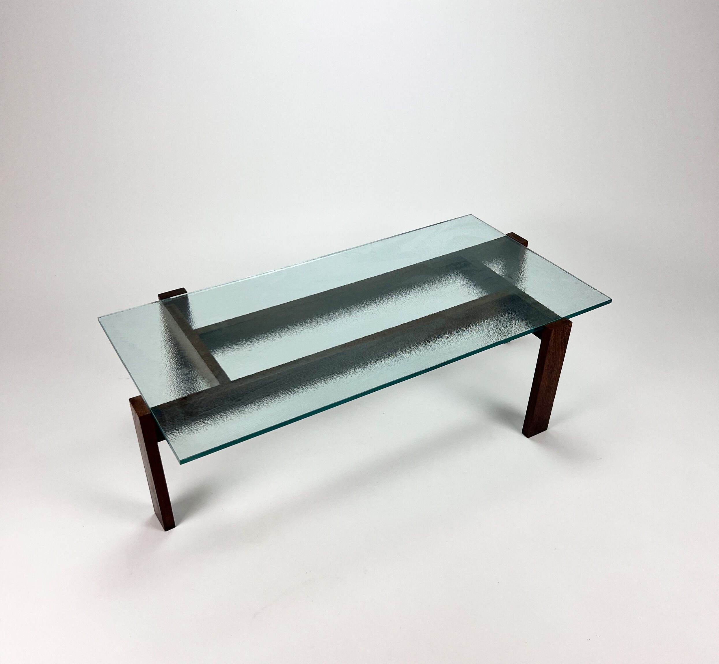 Wengé and glass coffee table, 1960s