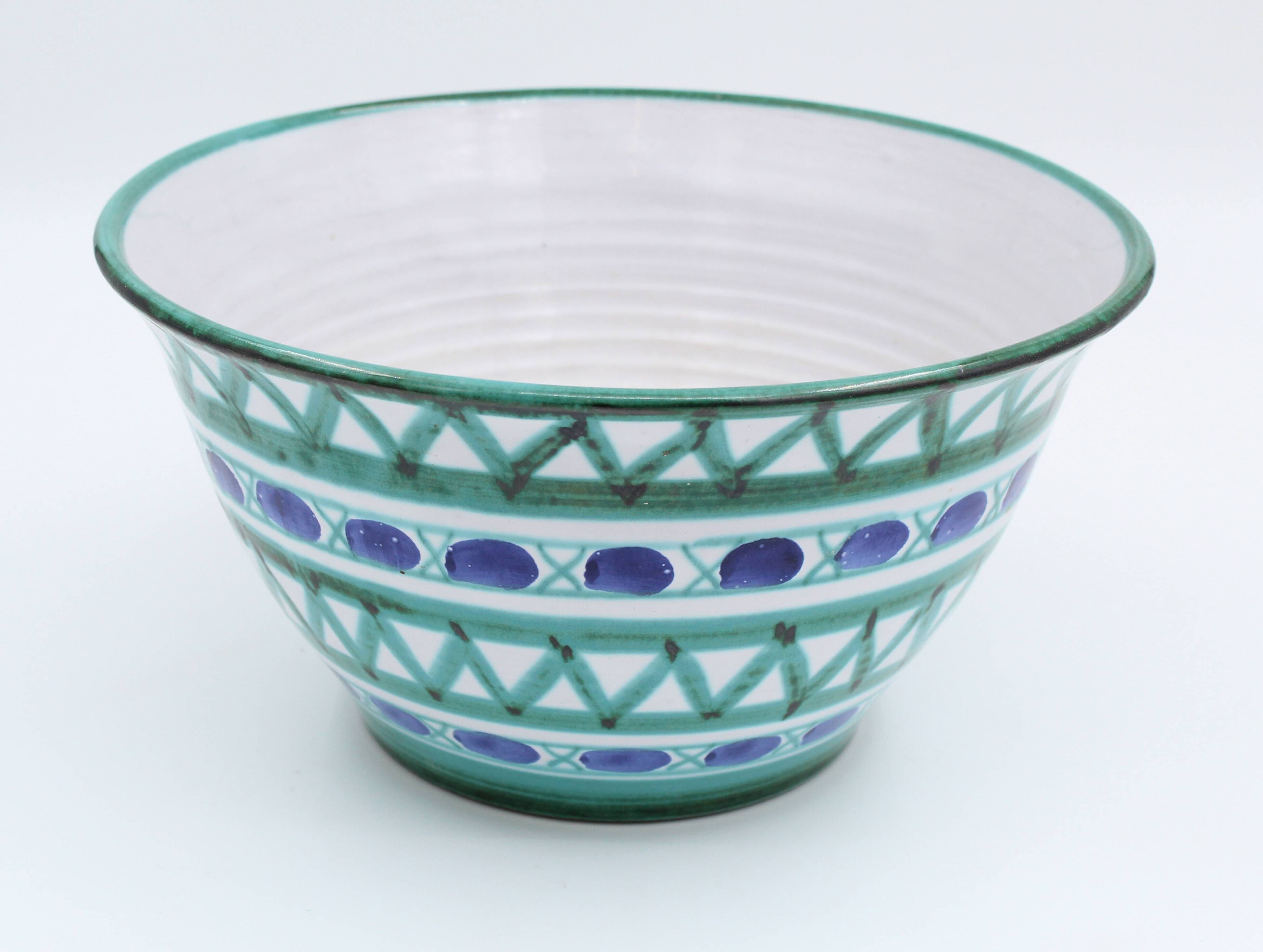 Large Robert Picault ceramic salad bowl, Vallauris, 1950s