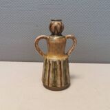 Beautiful ceramic vase in the shape of a lady, in multicolored glaze. Denmark 1970-80s