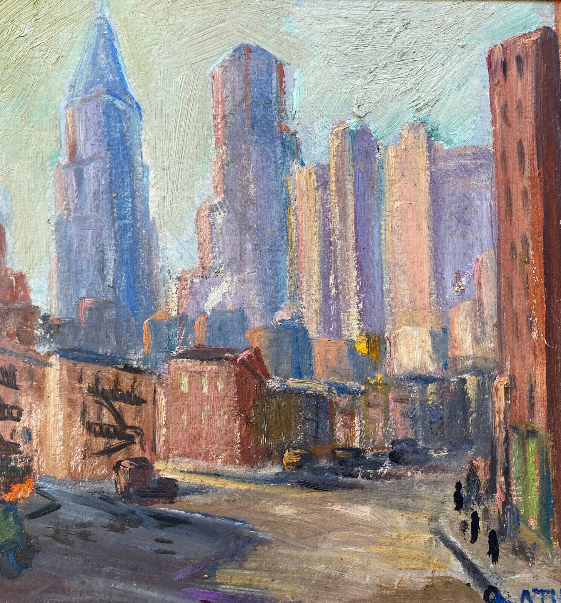 Hsp painting new york "usa" 1920 alice thevin (1862 - 1937) + frame