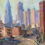 Hsp painting new york "usa" 1920 alice thevin (1862 - 1937) + frame