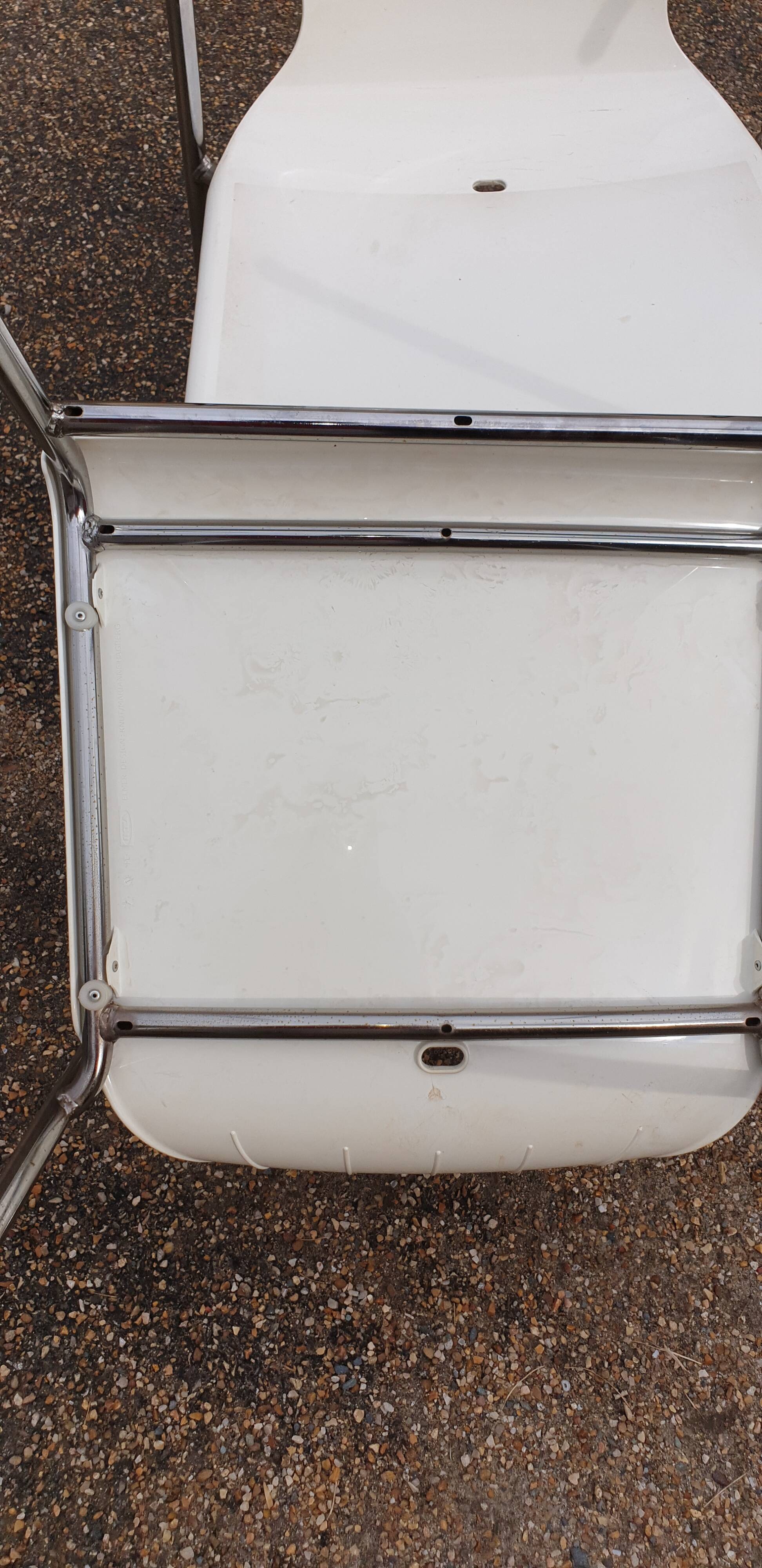 Pair of chrome and resin design armchairs