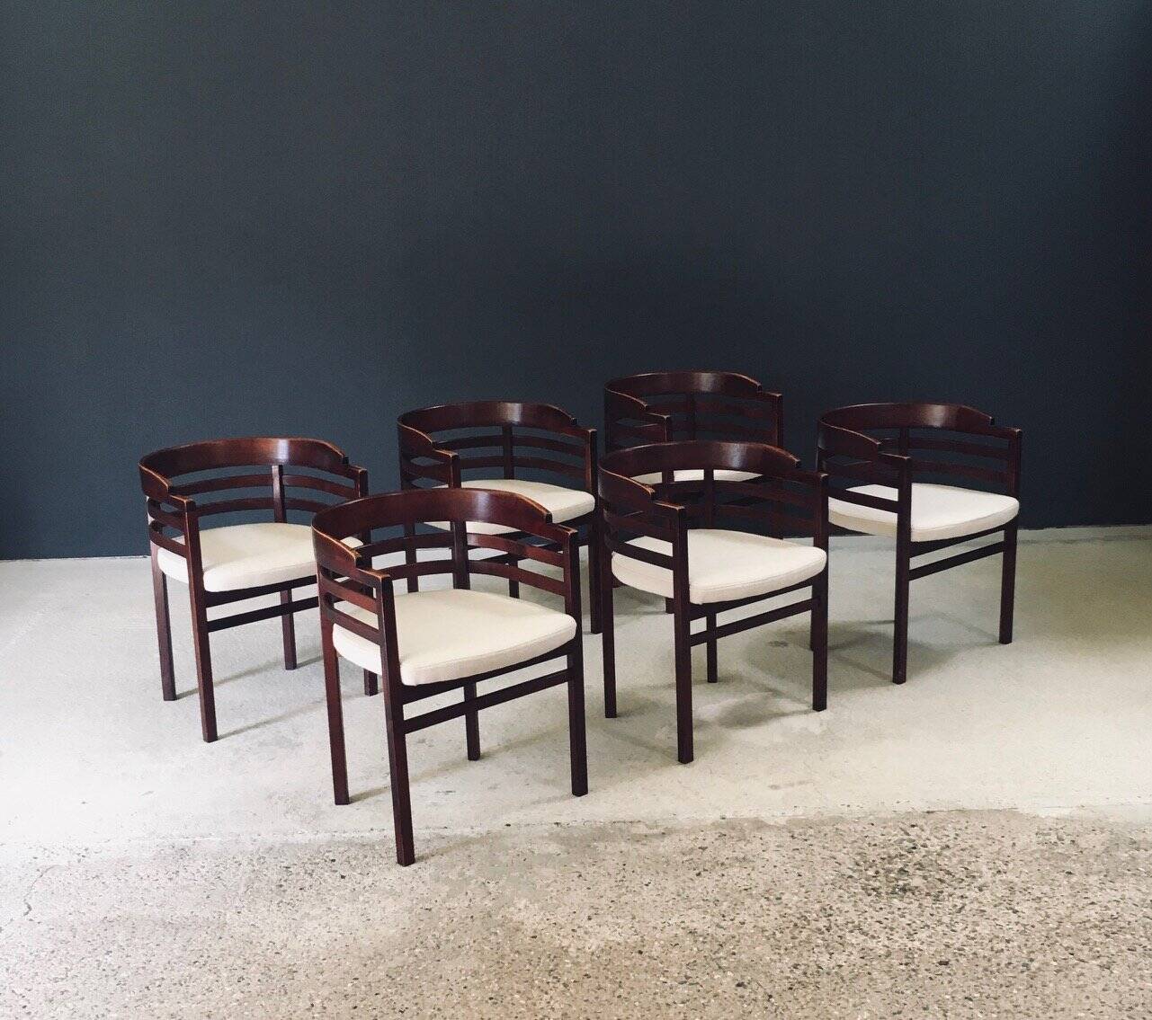 Mid-Century Modern Curved Dining Chairs, Italy, 1970s, Set of 6