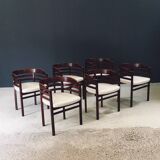 Mid-Century Modern Curved Dining Chairs, Italy, 1970s, Set of 6