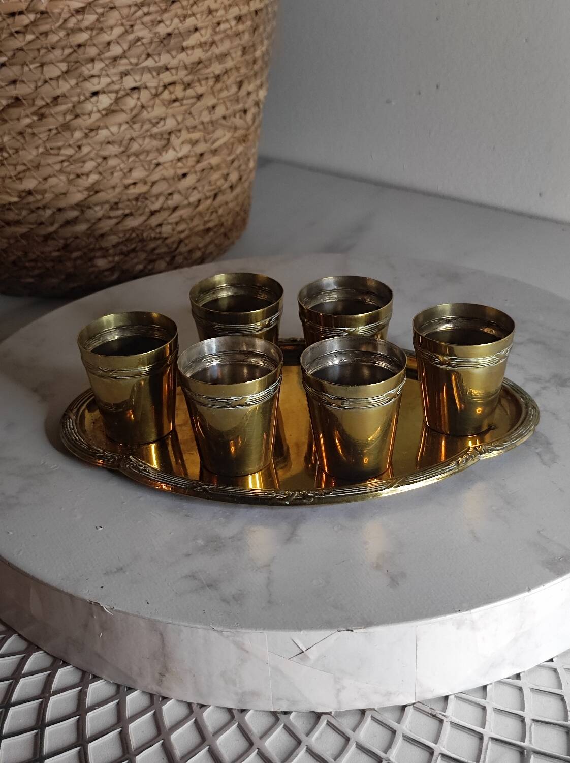 Brass liqueur service