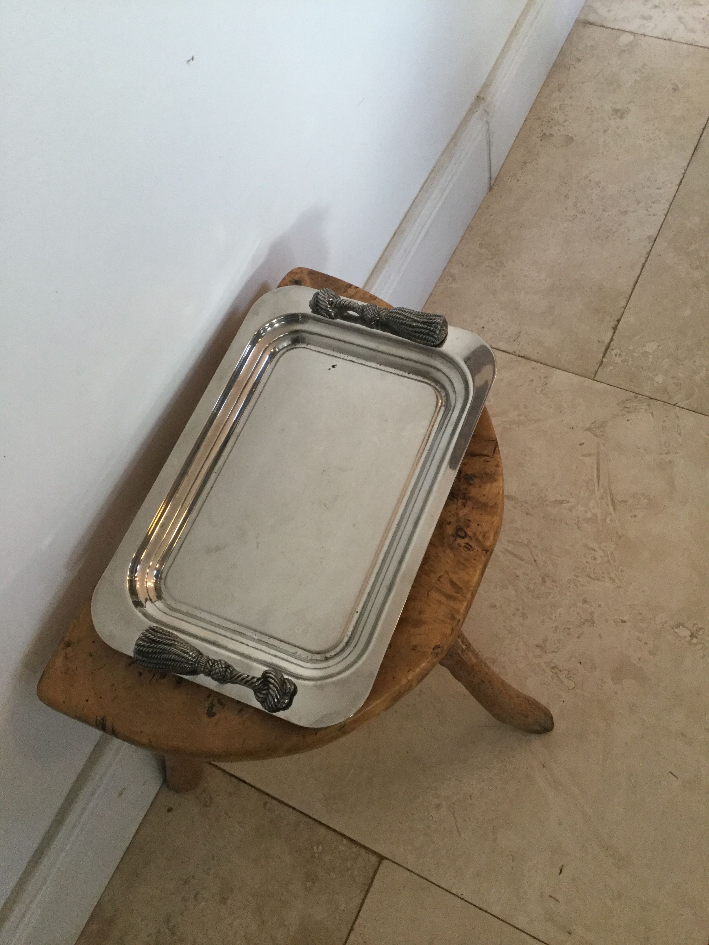 Silver metal tray