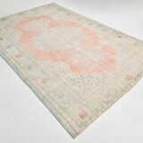 Tapis Oushak Vintage Corail Beige Pastel, 215x319 Cm