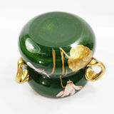 Vase art nouveau en verre aventurine émaillé vers 1900