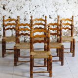 Set of 6 Dudouyt style chairs, 1950