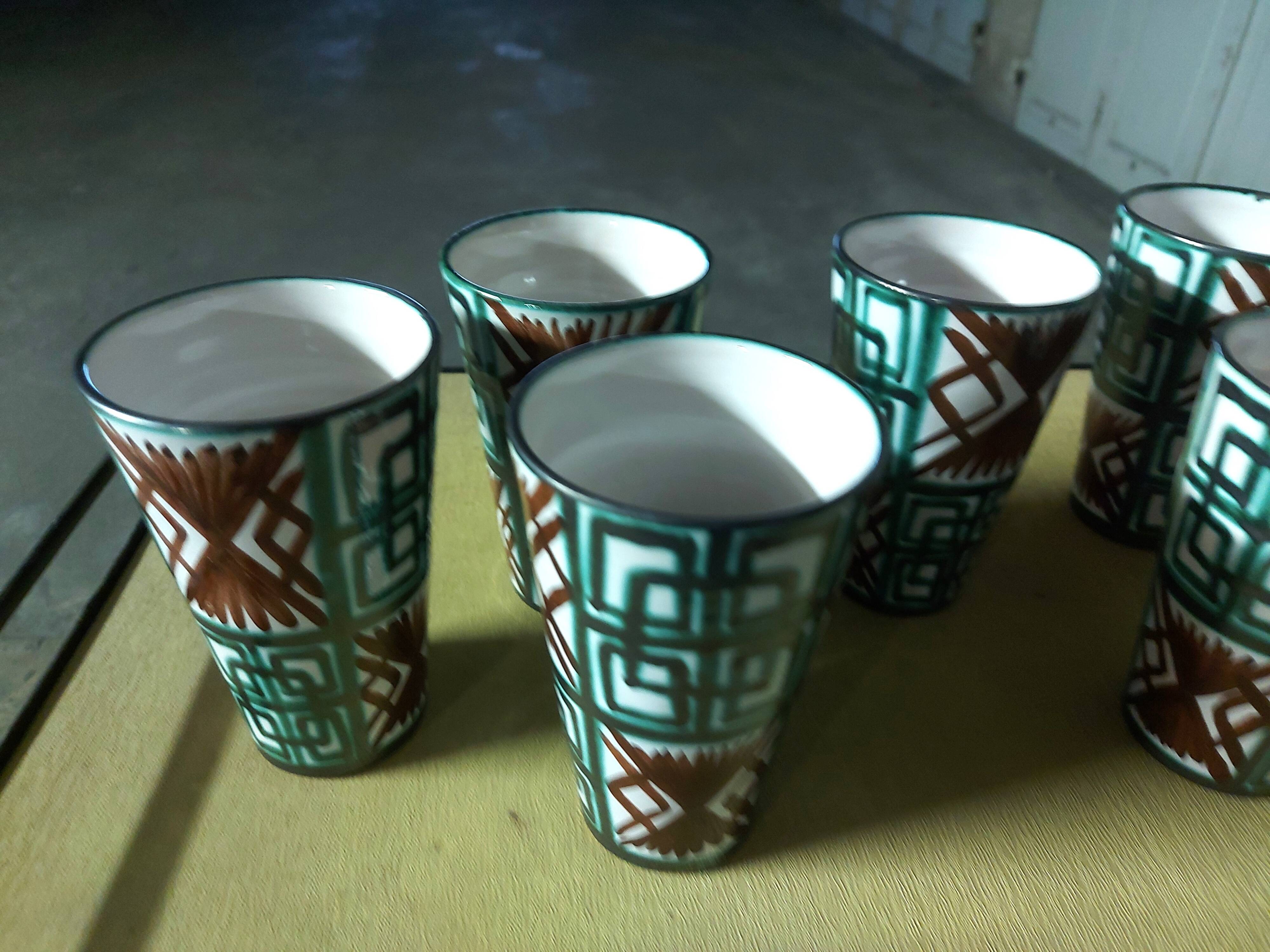 6 glasses, ceramic mugs, vallauris dominique baudart