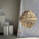 Suspension or rattan lampshade in an elongated spherical shape, layered H80 D
