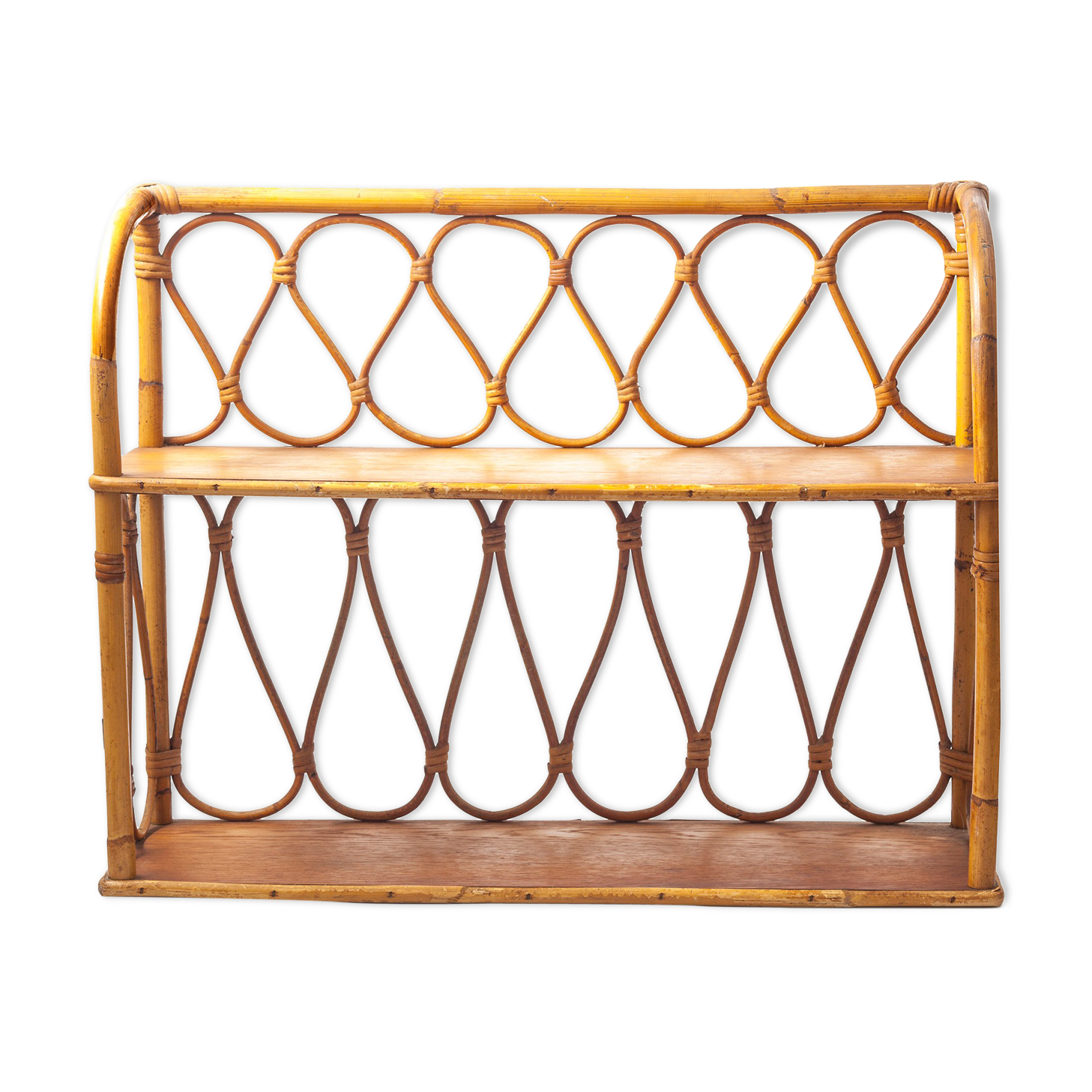 50/60 vintage rattan and wicker shelf