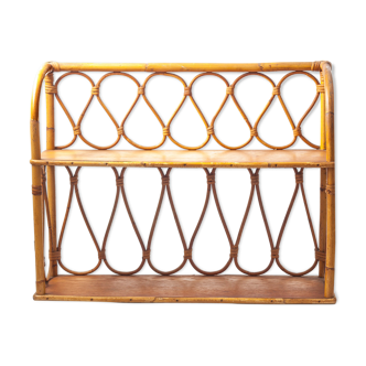 50/60 vintage rattan and wicker shelf