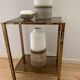 Brass console and smoked glass italy 1970