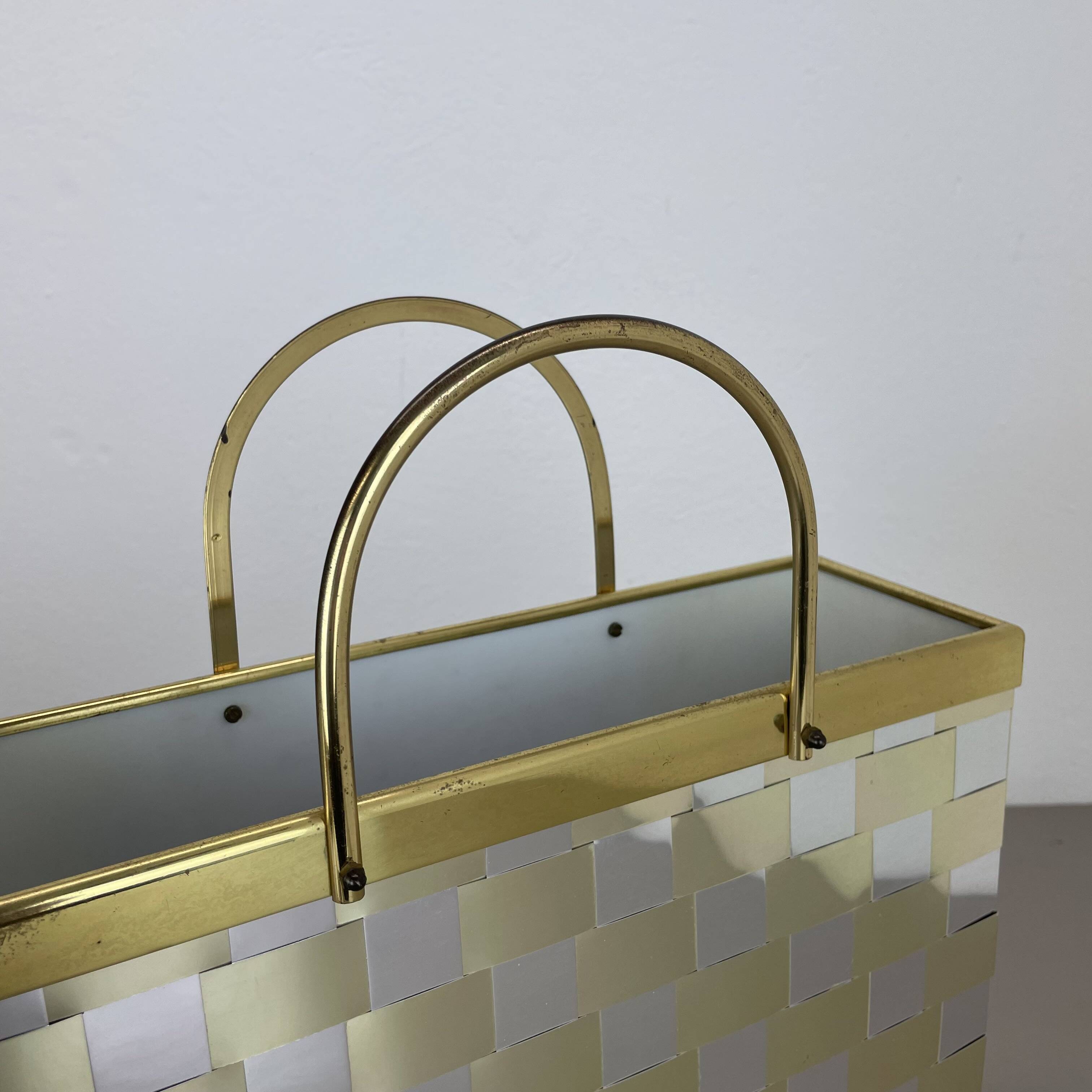 Rare hollywood regency paul evans style bicolor magazine holder, italy 1970