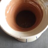 Enamelled terracotta vase pitcher with double handles - 1950s/1960s
