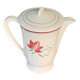 White earthenware coffee pot with red leaf decoration, art deco