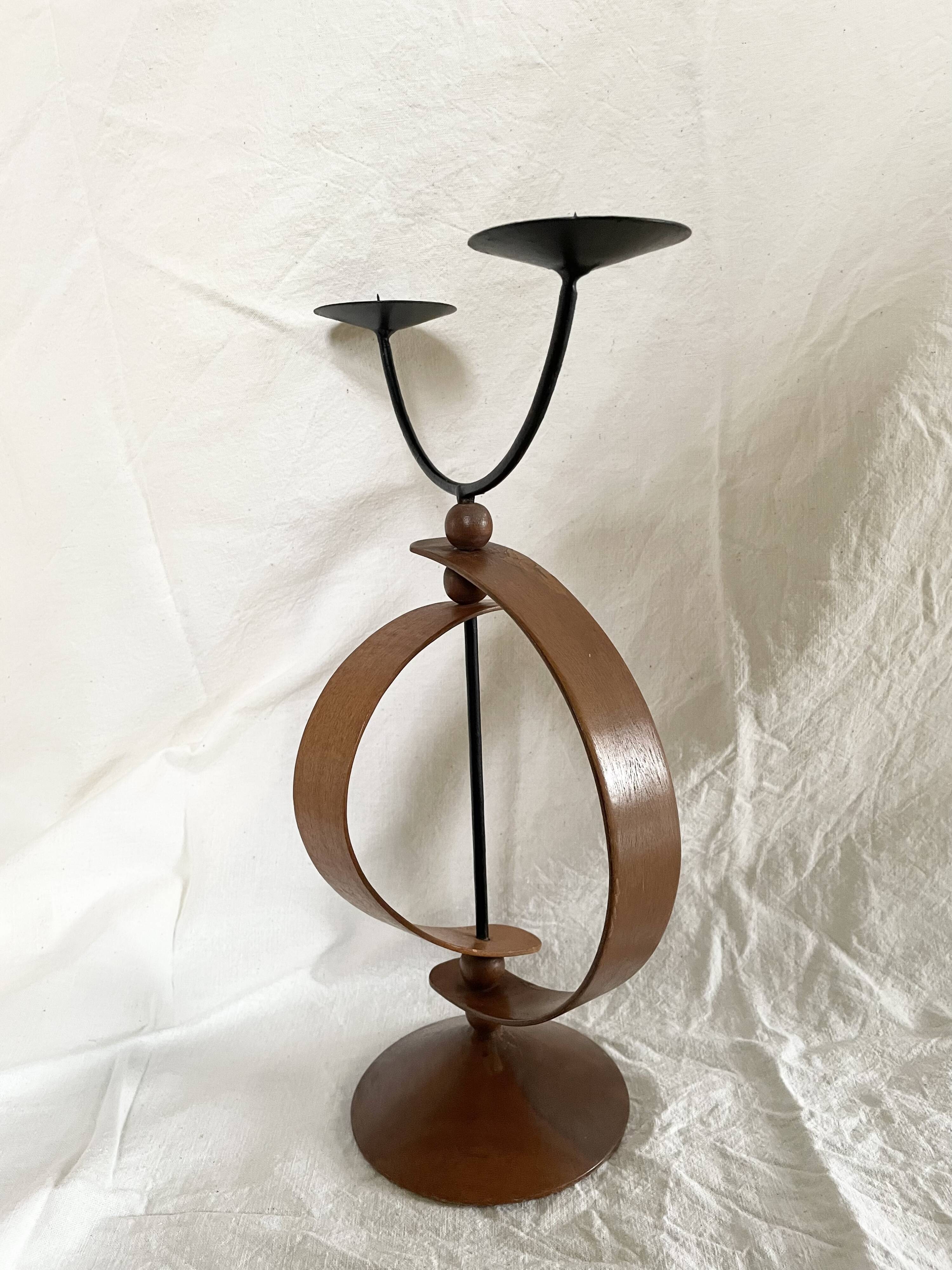 Danish teak candle holder