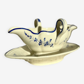 Vintage sauce boat Lunéville Keller & Guérin 19th century earthenware