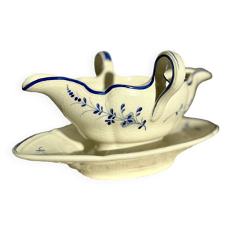 Vintage sauce boat Lunéville Keller & Guérin 19th century earthenware