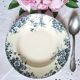 Antique deep plates in ironstone with a soup tureen.