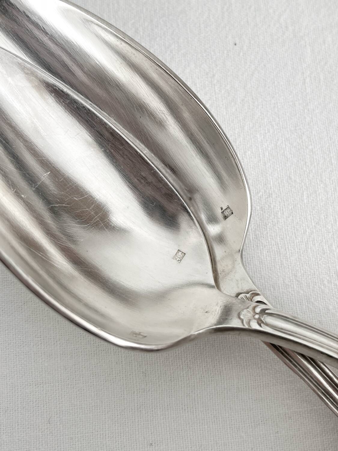 12 antique silver plated shell soup spoons