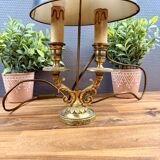 Antique bronze bouillotte lamp – metal shade