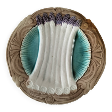 Asparagus plate in earthenware – acanthus and shells – around 1900