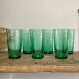 6 vintage emerald green glasses