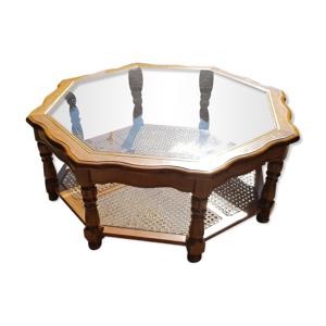 table basse en bois et - verre