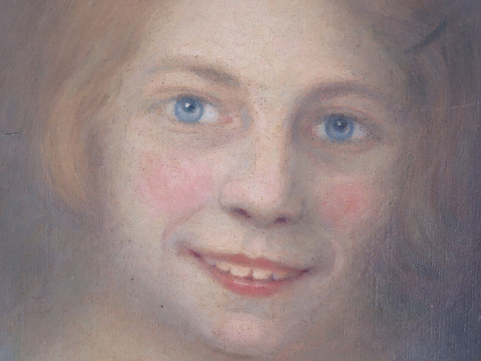 Antique signed painting portrait of a girl oil on canvas 1880 BM1N