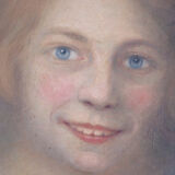 Antique signed painting portrait of a girl oil on canvas 1880 BM1N