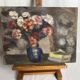 Oil on panel still life bouquet signed early 20th century.