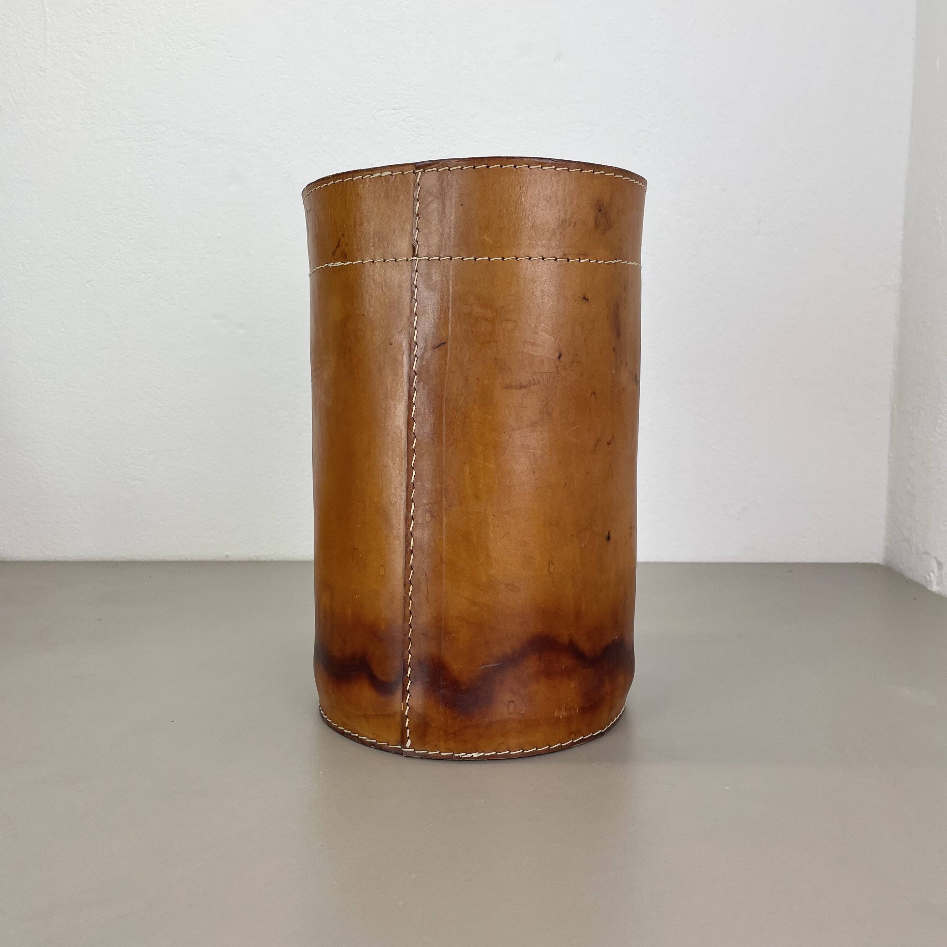 lovely real leather paper bin basket by Torben Ørskov & Co Denmark, 1960s