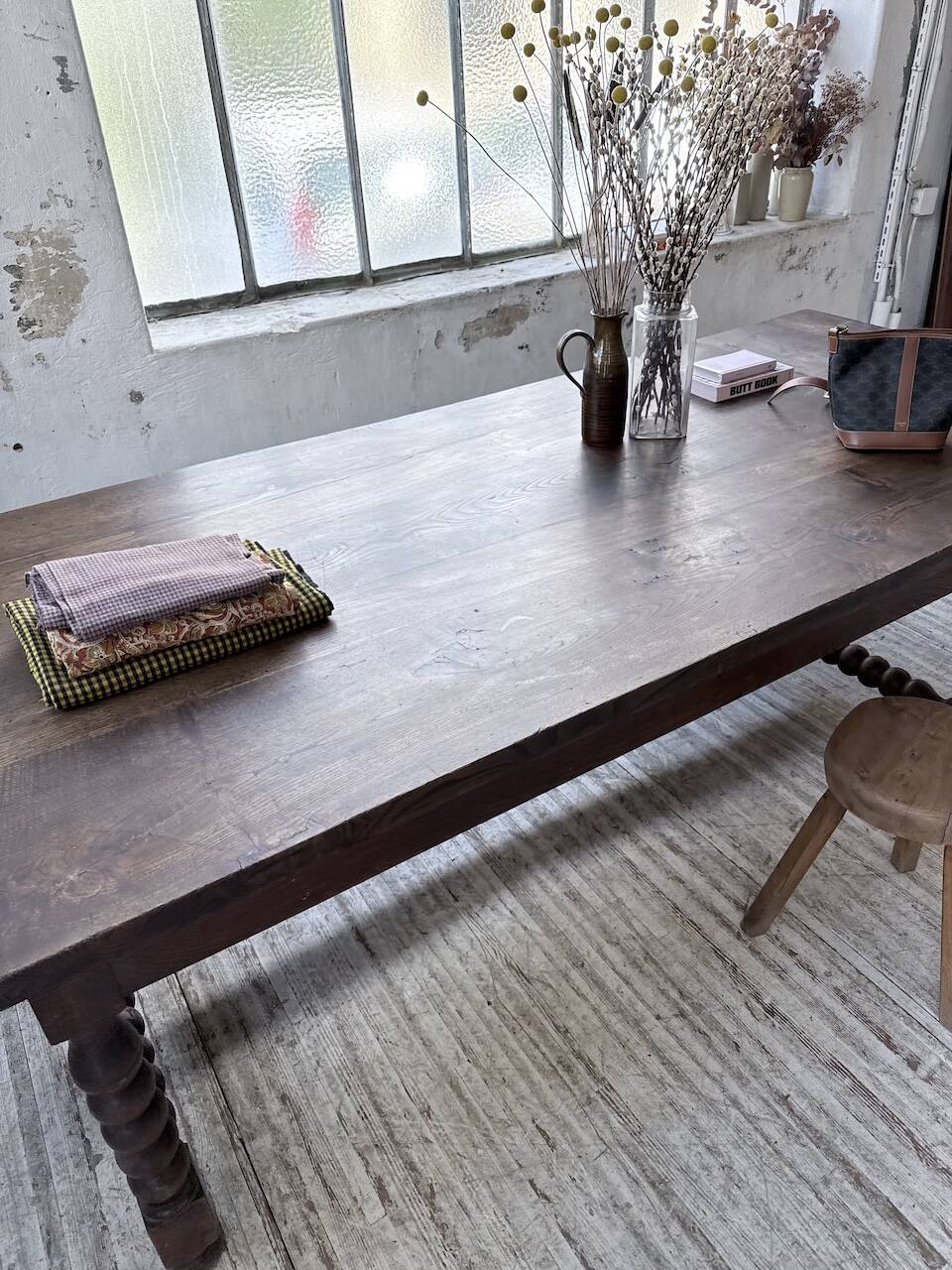 Solid oak table 1900 drapery style XL 280cm with extensions