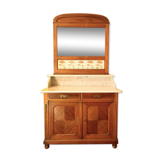 Vintage vanity toilet furniture with marble top.