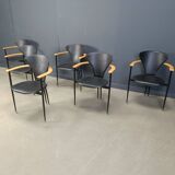 Vintage leather armchairs by Arrben Italy, 1980s - set of 6
